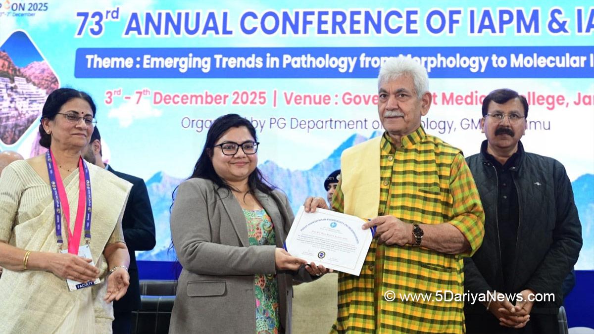 Manoj Sinha, Lieutenant Governor JK, Raj Bhavan, Jammu, Srinagar, Kashmir, Jammu And Kashmir, APCON 2025, Government Medical College Jammu, GMC Jammu, Indian Association of Pathologists and Microbiologists, IAPM