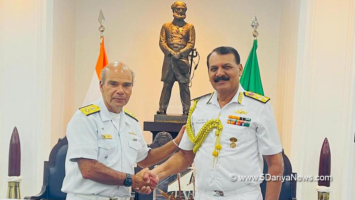 Military, Navy, Indian Navy, Indian Navy Chief, Admiral Dinesh K Tripathi, Admiral Marcos Sampaio Olsen