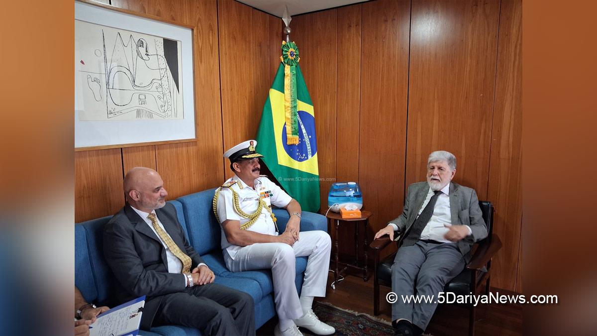 Military, Navy, Indian Navy, Indian Navy Chief, Admiral Dinesh K Tripathi, Celso Amorim, Jose Mucio Monteiro