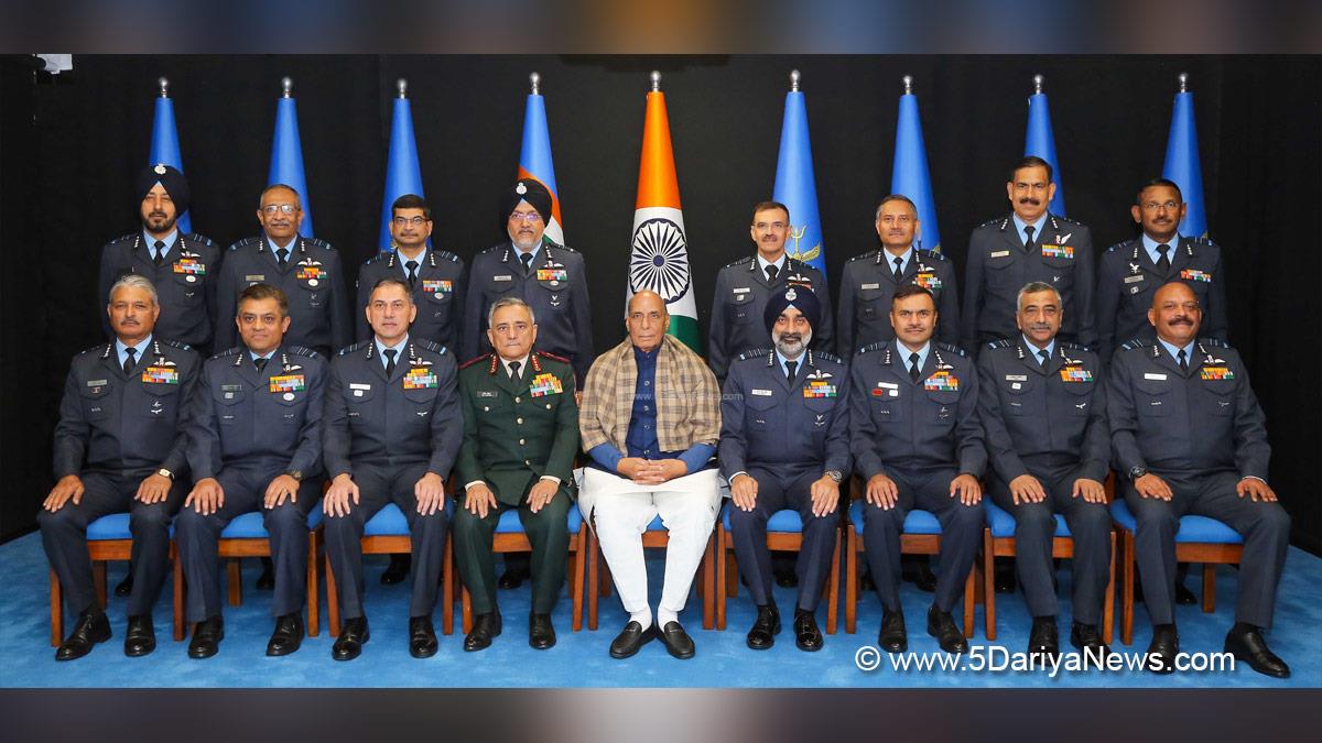 Rajnath Singh, Union Defence Minister, Defence Minister of India, BJP, Bharatiya Janata Party, Military, Indian Air Force, Chief of the Air Staff, Air Chief Marshal AP Singh, General Anil Chauhan, Chief of Defence Staff, Air Force Commanders Conclave, Operation Sindoor
