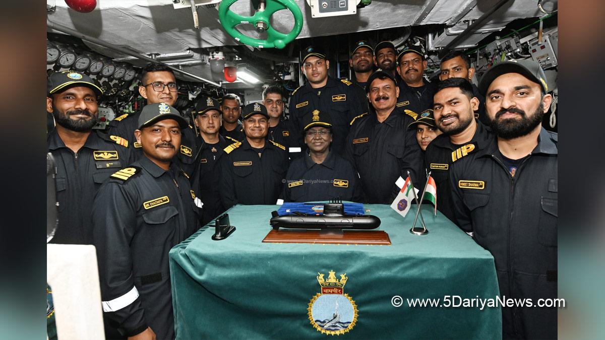 Droupadi Murmu, President of India, President, Indian President, Rashtrapati, Military, Navy, Indian Navy, Indian Navy Chief, Admiral Dinesh K Tripathi, INS Vaghsheer