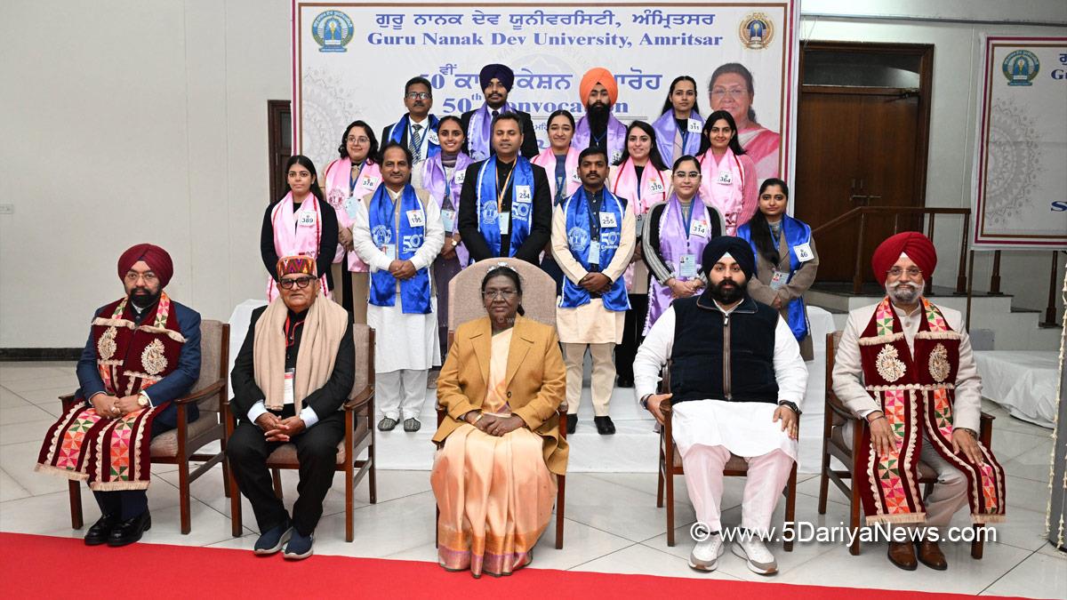 Droupadi Murmu, President of India, President, Indian President, Rashtrapati, Harjot Singh Bains, Gulab Chand Kataria, Amritsar, Guru Nanak Dev University Amritsar, Guru Nanak Dev University, GNDU Amritsar