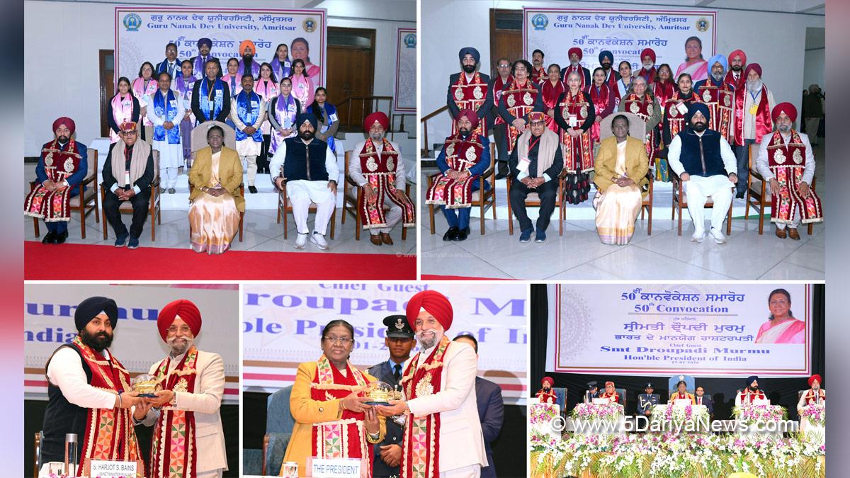 Droupadi Murmu, President of India, President, Indian President, Rashtrapati, Harjot Singh Bains, Gulab Chand Kataria, Amritsar, Guru Nanak Dev University Amritsar, Guru Nanak Dev University, GNDU Amritsar