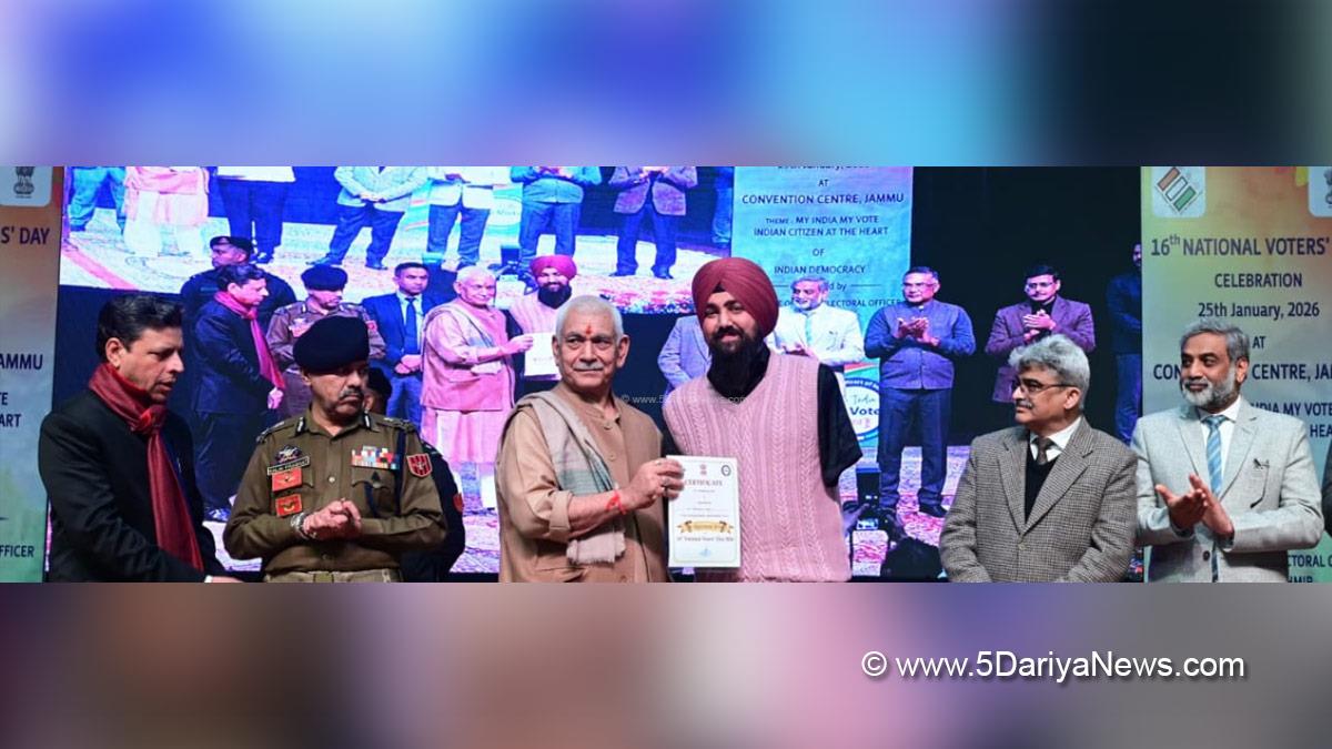 Manoj Sinha, Lieutenant Governor JK, Raj Bhavan, Jammu, Srinagar, Kashmir, Jammu And Kashmir, National Voters Day, Atal Dulloo