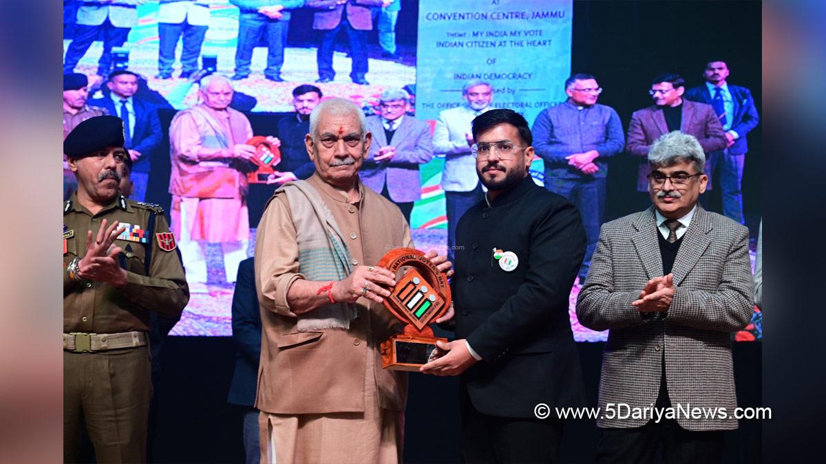 Manoj Sinha, Lieutenant Governor JK, Raj Bhavan, Jammu, Srinagar, Kashmir, Jammu And Kashmir, National Voters Day, Atal Dulloo, Abhishek Sharma
