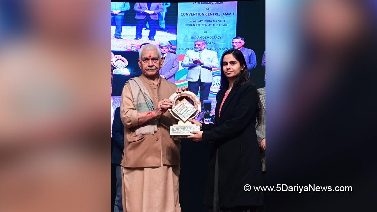 Manoj Sinha, Lieutenant Governor JK, Raj Bhavan, Jammu, Srinagar, Kashmir, Jammu And Kashmir, National Voters Day, Atal Dulloo, Nidhi Malik