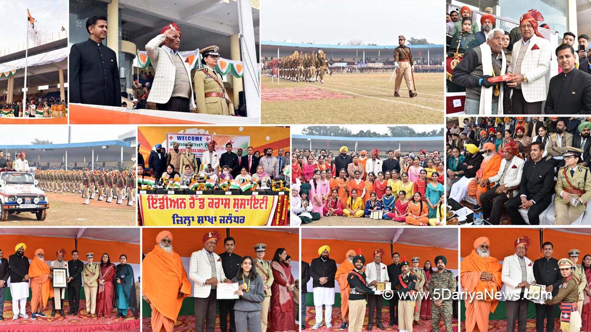 Barinder Kumar Goel, Barinder Kumar Goyal, AAP, Aam Aadmi Party, Aam Aadmi Party Punjab, AAP Punjab, Government of Punjab, Punjab Government, 77th Republic Day, Republic Day of India, Republic Day 2026, Republic Day Parade 2026, National flag, Balkar Singh, Sant Balbir Singh Seechewal, Himanshu Aggarwal, Dr Himanshu Aggarwal, DC Jalandhar, Jalandhar, Deputy Commissioner Jalandhar