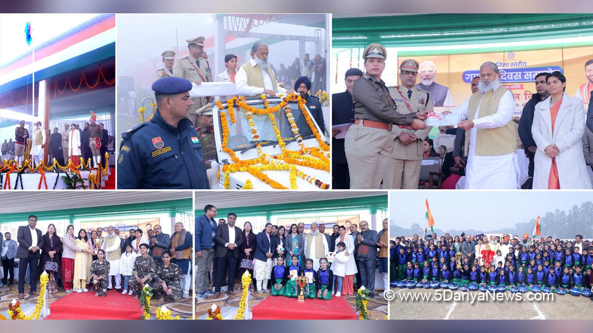 Anil Vij, Haryana, Ambala, Bharatiya Janata Party, BJP, BJP Haryana, 77th Republic Day, Republic Day of India, Republic Day 2026, Republic Day Parade 2026, National flag, Yamunanagar