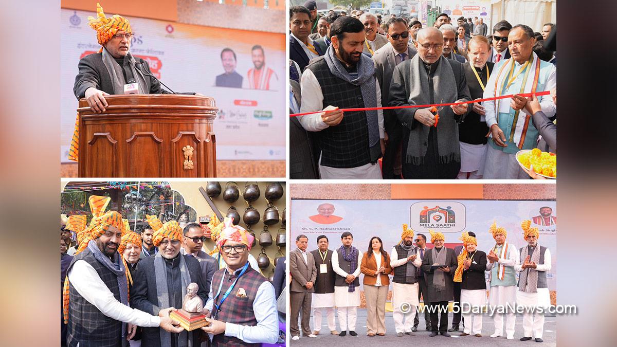 CP Radhakrishnan, Chandrapuram Ponnusami Radhakrishnan, Vice President of India, BJP, Bharatiya Janata Party, Nayab Singh Saini, Krishan Pal Gurjar, Dr Arvind Kumar Sharma, Vipul Goel, Rajesh Nagar, Gaurav Gautam, Surajkund International Atmanirbhar Crafts Mela, 39th Surajkund International Atmanirbhar Crafts Mela, Surajkund Mela