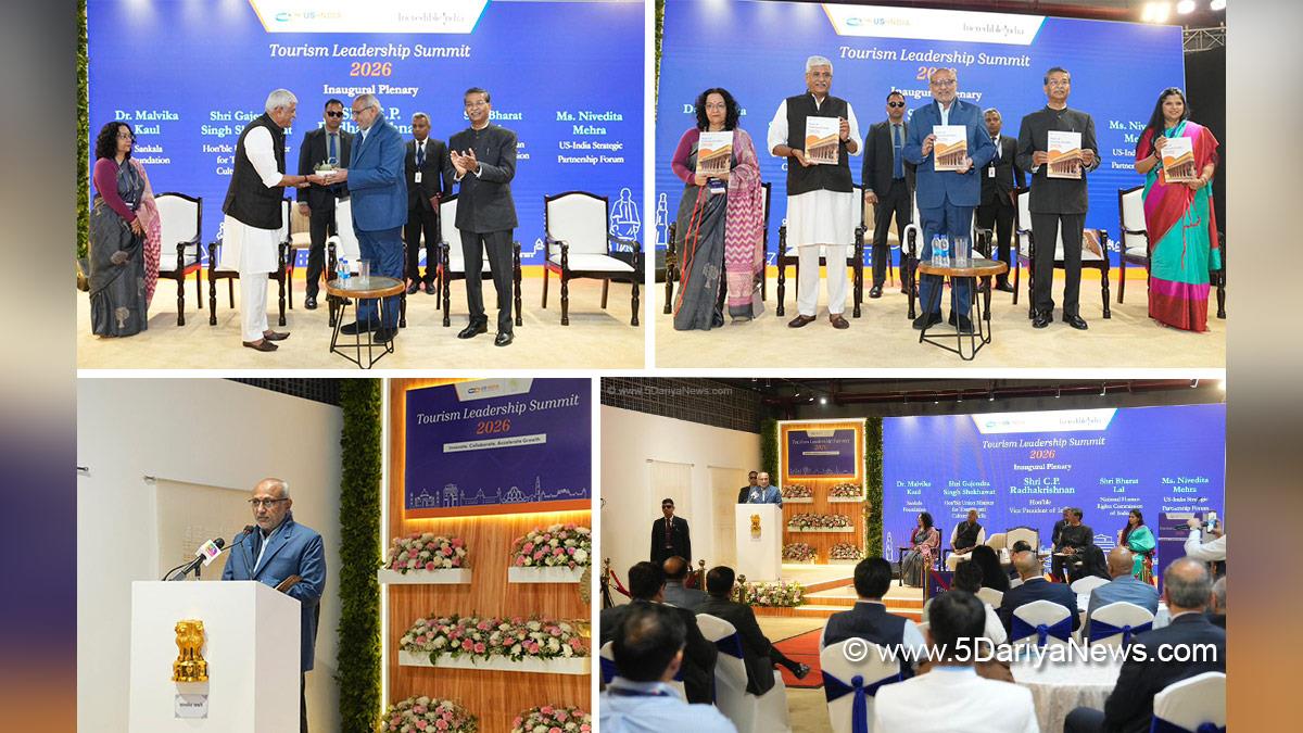 CP Radhakrishnan, Chandrapuram Ponnusami Radhakrishnan, Vice President of India, BJP, Bharatiya Janata Party, Gajendra Singh Shekhawat, Tourism Leadership Summit 2026