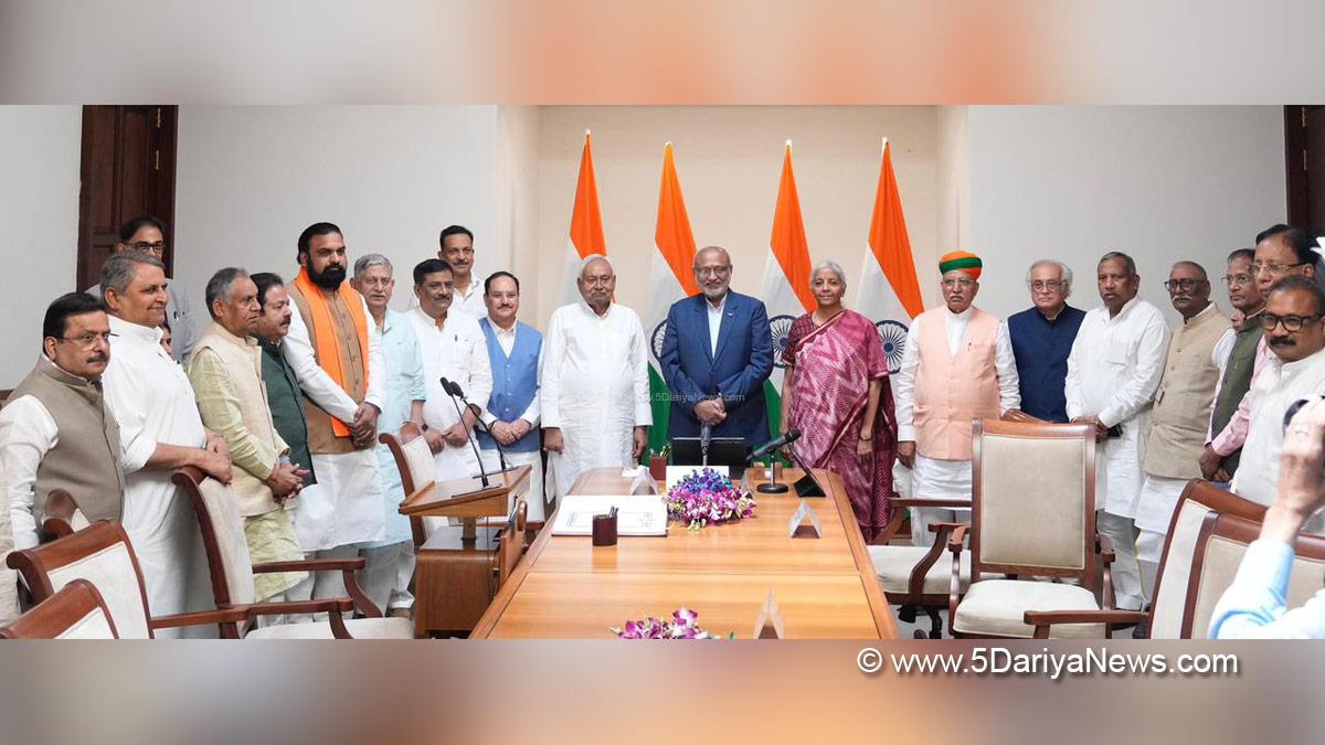 Nitish Kumar, CP Radhakrishnan, Nirmala Sitharaman, Jagat Prakash Nadda, Arjun Ram Meghwal