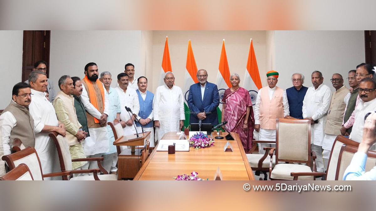 Nitish Kumar, CP Radhakrishnan, Nirmala Sitharaman, Jagat Prakash Nadda, Arjun Ram Meghwal