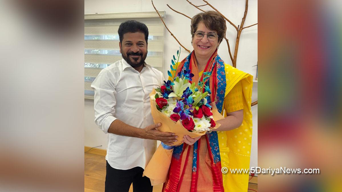 A Revanth Reddy, Anumula Revanth Reddy, Revanth Reddy, Chief Minister of Telangana, Indian National Congress, Congress, Priyanka Gandhi, Priyanka Gandhi Vadra