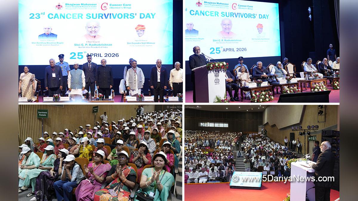 CP Radhakrishnan, Chandrapuram Ponnusami Radhakrishnan, Vice President of India, BJP, Bharatiya Janata Party, Cancer Survivors Day, Bhagwan Mahaveer Cancer Hospital and Research Centre, Jaipur