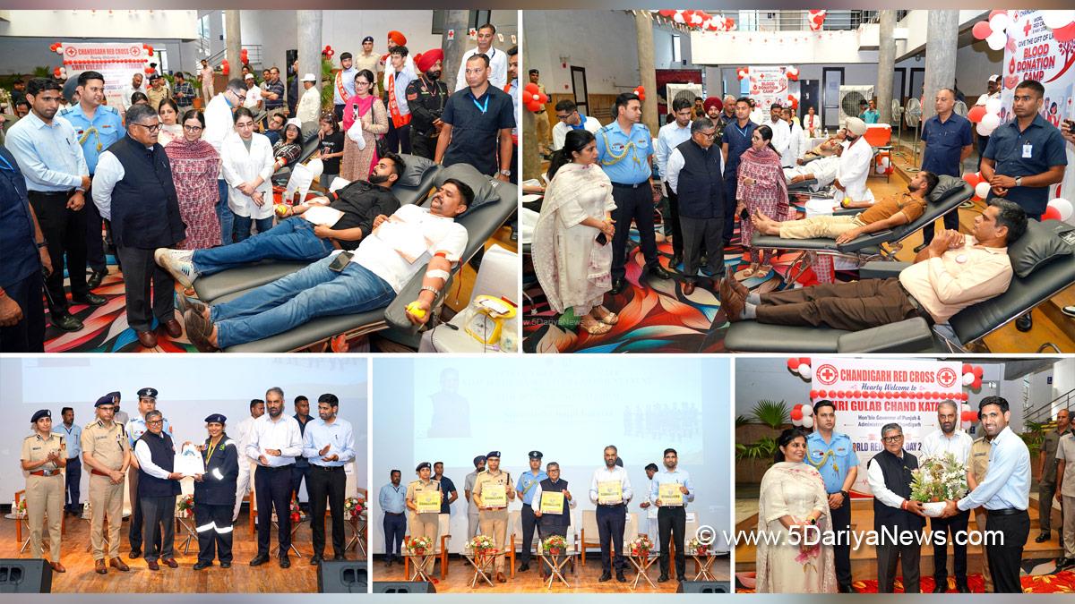Gulab Chand Kataria, Governor of Punjab, Punjab Governor, Punjab Raj Bhavan, Mandip Singh Brar, Nishant Kumar Yadav, Blood Donation Camp
