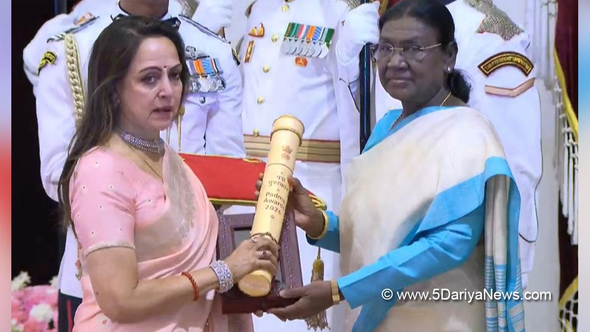 Droupadi Murmu, President of India, President, Indian President, Rashtrapati, Padma Awards, Dharmendra, Hema Malini, New Delhi