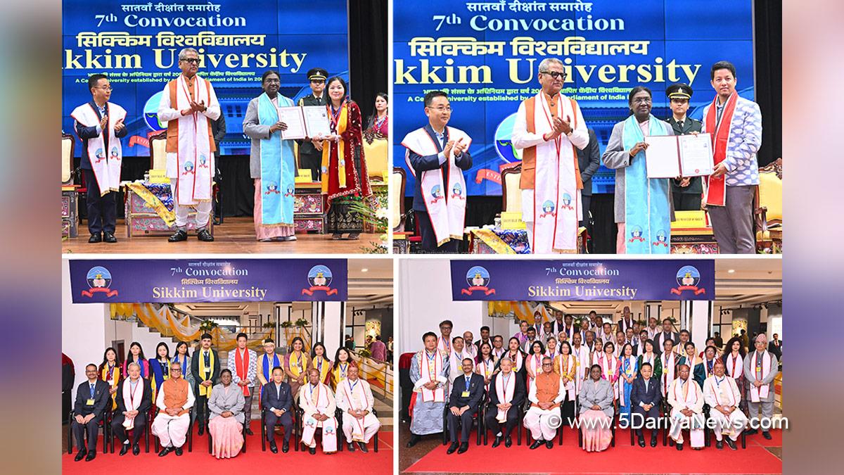 Droupadi Murmu, President of India, President, Indian President, Rashtrapati, Prem Singh Tamang, Chief Minister of Sikkim, Gangtok, Sikkim, Sikkim University