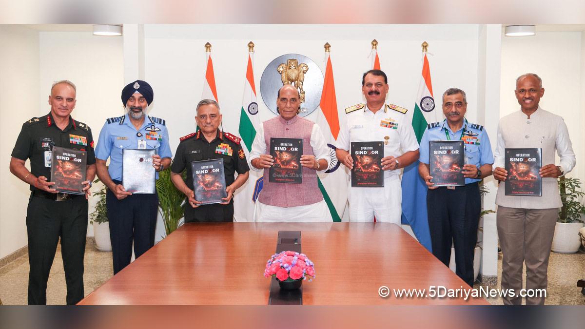 Rajnath Singh, Union Defence Minister, Defence Minister of India, BJP, Bharatiya Janata Party, Military, General Anil Chauhan, Admiral Dinesh K Tripathi, General Upendra Dwivedi, Air Chief Marshal AP Singh, New Delhi