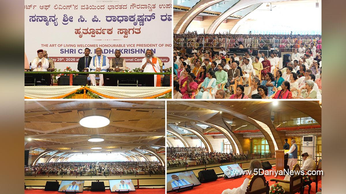 CP Radhakrishnan, Chandrapuram Ponnusami Radhakrishnan, Vice President of India, BJP, Bharatiya Janata Party, Thaawarchand Gehlot, Sri Sri Ravi Shankar, Bengaluru