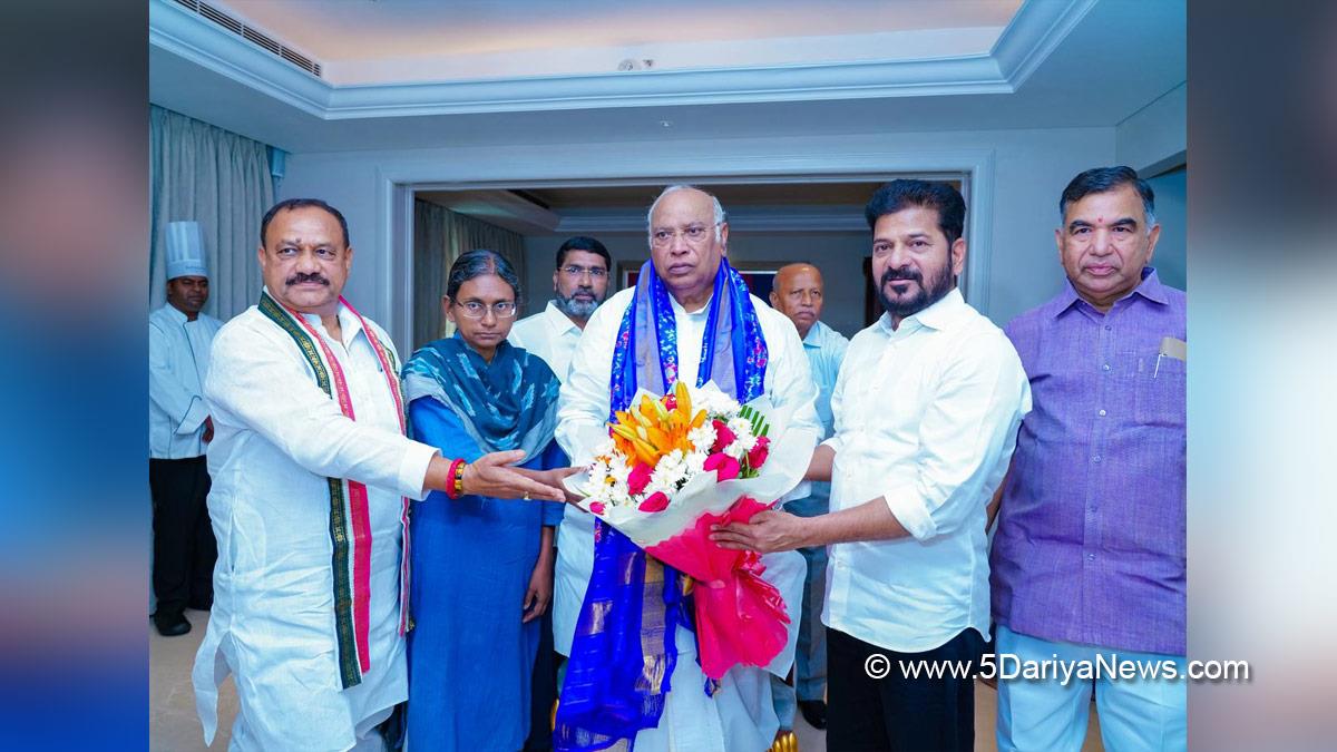 A Revanth Reddy, Anumula Revanth Reddy, Revanth Reddy, Chief Minister of Telangana, Indian National Congress, Congress, Mallikarjun Kharge, Mallu Bhatti Vikramarka, Mahesh Goud, Hyderabad