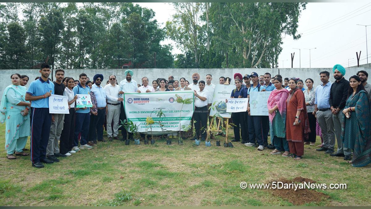 Rayat Bahra University, Rayat Bahra Group of Institutions, RBGI, Gurvinder Singh Bahra, World Environment Day, Tree Plantation Drive, Ek Ped Maa Ke Naam 