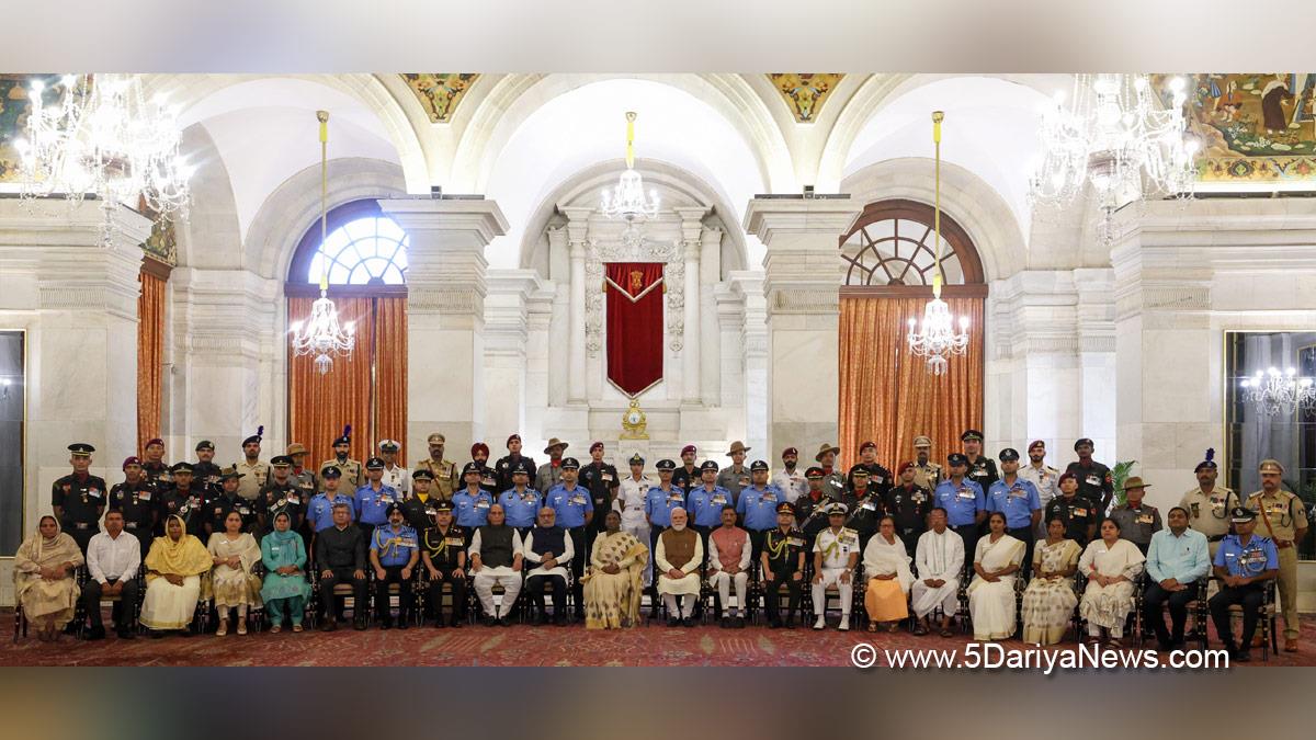 Narendra Modi, BJP, Bharatiya Janata Party, Prime Minister of India, Droupadi Murmu, CP Radhakrishnan, Rajnath Singh, Military, Defence Investiture Ceremony 2026