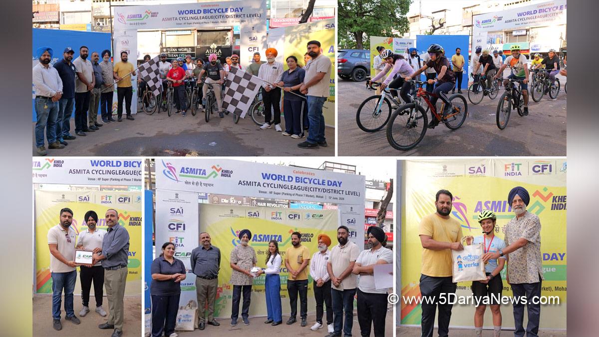 Cycling Association of Punjab, Ashmita Khelo India Women League, Cycle Rally, World Bicycle Day, Jagdeep Singh Kahlon, Pankaj Singh