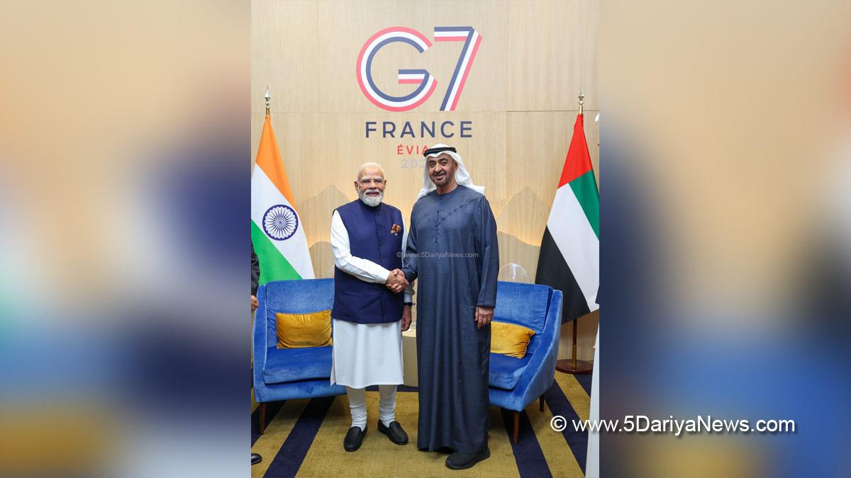 Narendra Modi, BJP, Bharatiya Janata Party, Prime Minister of India, Evian, France, G7 Summit, Sheikh Mohamed bin Zayed Al Nahyan
