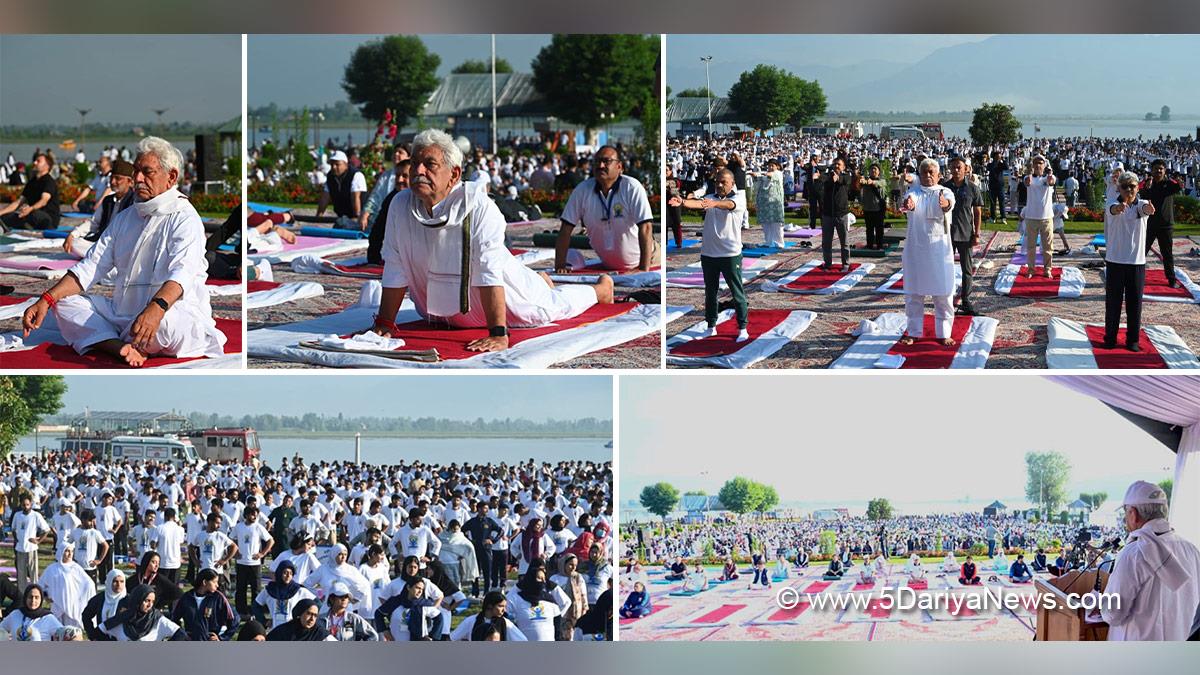 Manoj Sinha, Lieutenant Governor JK, Atal Dulloo, International Day of Yoga, 12th International Day of Yoga, Srinagar