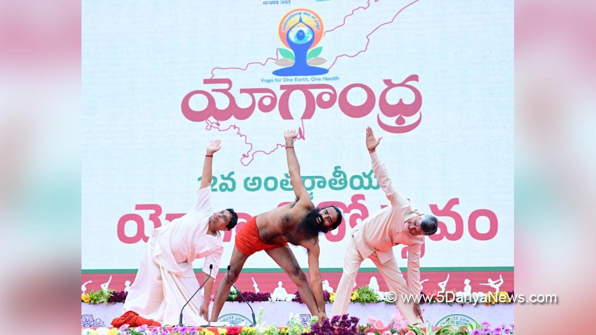 N Chandrababu Naidu, Nara Chandrababu Naidu, Chief Minister of Andhra Pradesh, Andhra Pradesh, Telugu Desam Party, TDP, International Yoga Day, 12th International Yoga Day