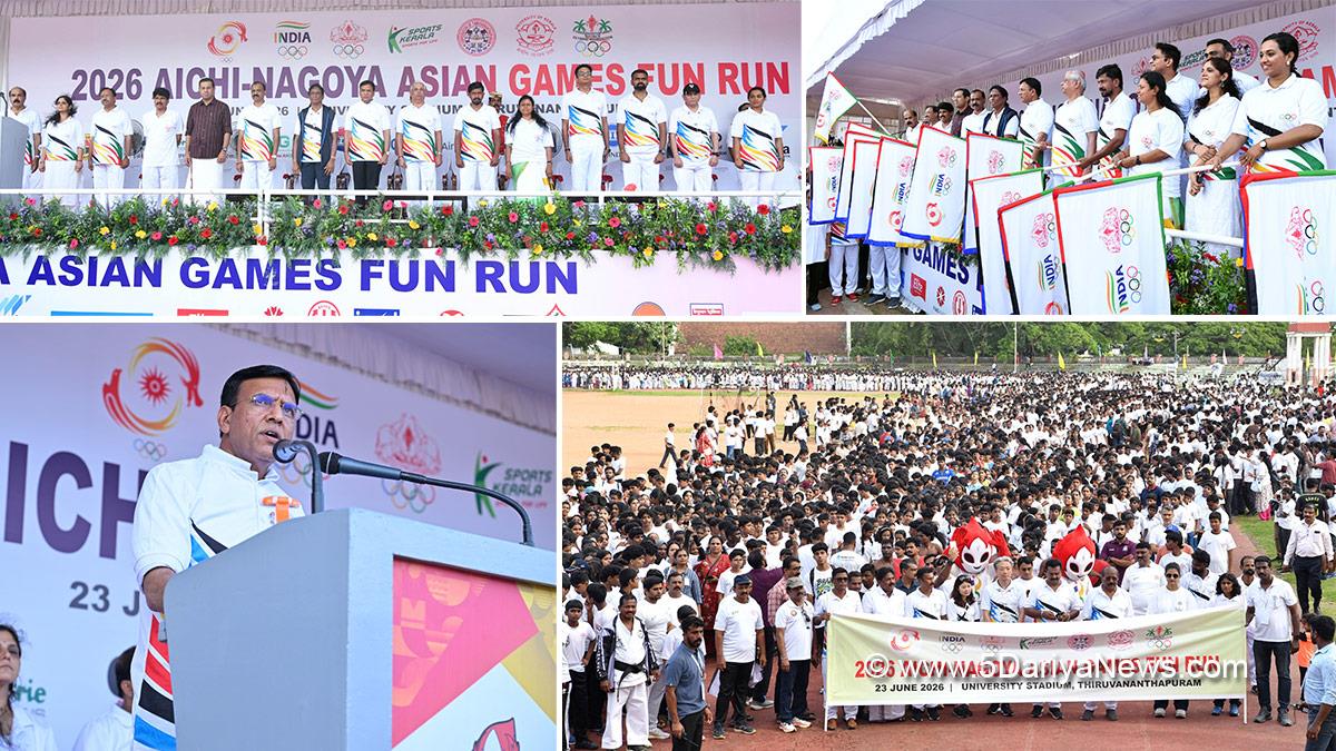 Mansukh Mandaviya, Dr Mansukh Mandaviya, BJP, Bharatiya Janata Party, 2026 Aichi Nagoya Asian Games Fun Run, Thiruvananthapuram, Keralam