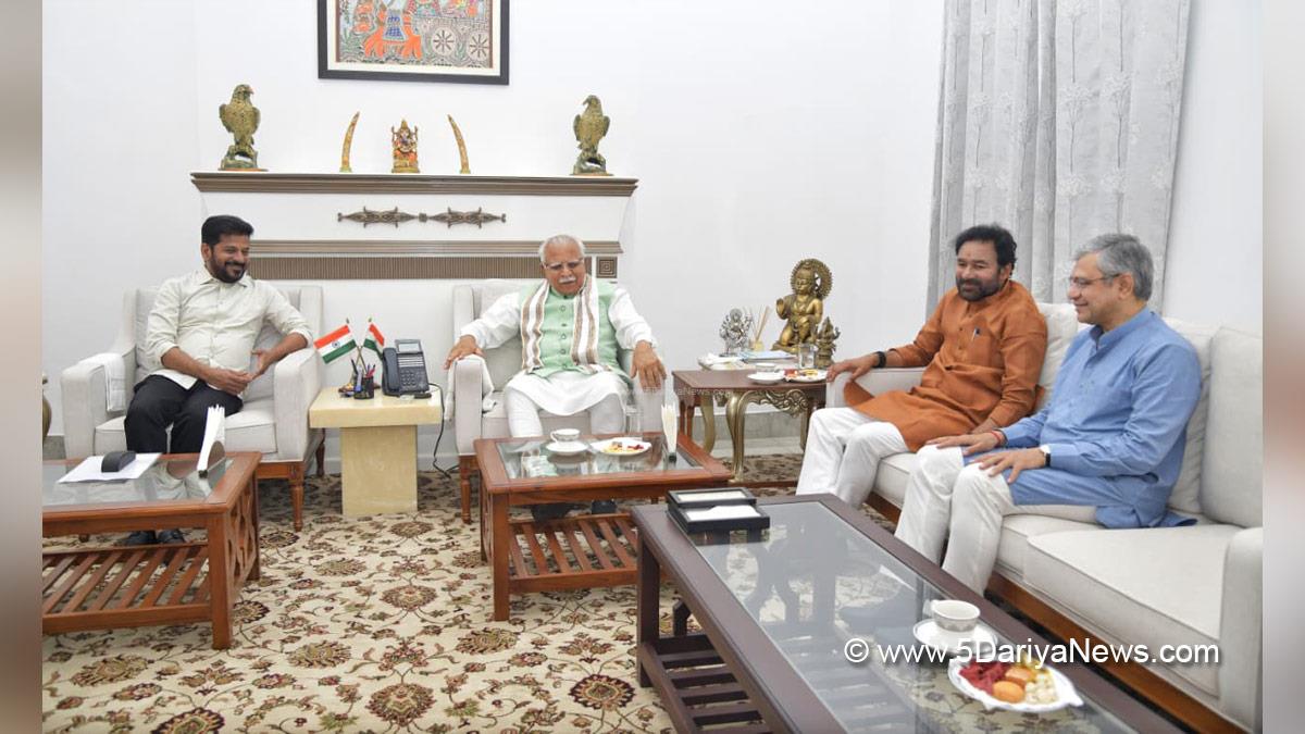 A Revanth Reddy, Anumula Revanth Reddy, Revanth Reddy, Chief Minister of Telangana, Indian National Congress, Congress, Manohar Lal Khattar, Ashwini Vaishnaw, G Kishan Reddy, New Delhi