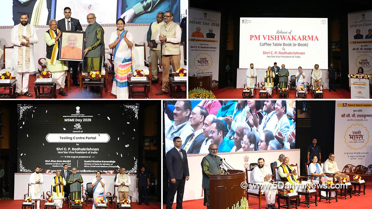 CP Radhakrishnan, Chandrapuram Ponnusami Radhakrishnan, Vice President of India, BJP, Bharatiya Janata Party, Jitan Ram Manjhi, Shobha Karandlaje, International MSME Day 2026, New Delhi