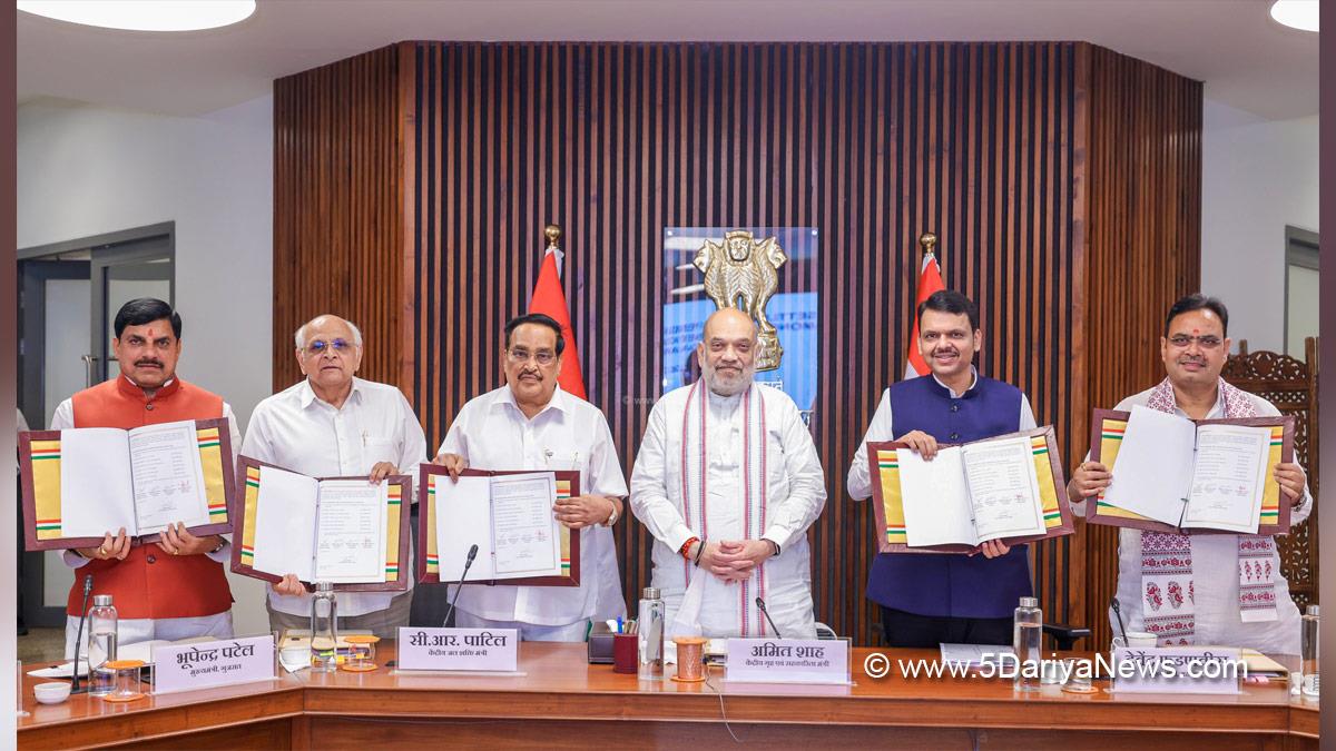 Amit Shah, Union Home Minister, BJP, Bharatiya Janata Party, Minister of Cooperation, Mohan Yadav, Bhupendra Patel, Bhajan Lal Sharma, Devendra Fadnavis, CR Paatil