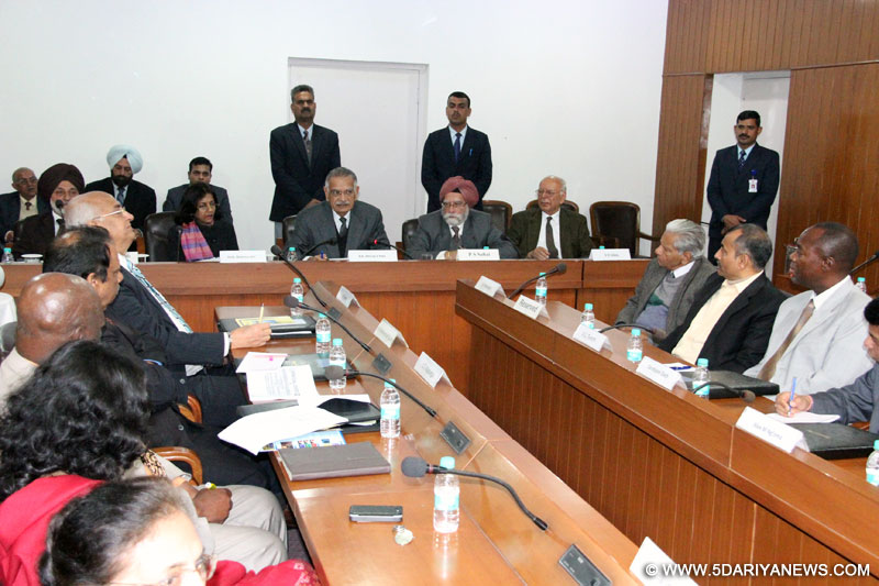 The Punjab Governor and Administrator UT Chandigarh, Shivraj V. Patil presiding over conference on India’s partnership with countries in Southern Africa held at CRRID in Chandigarh on 03.02.2014.