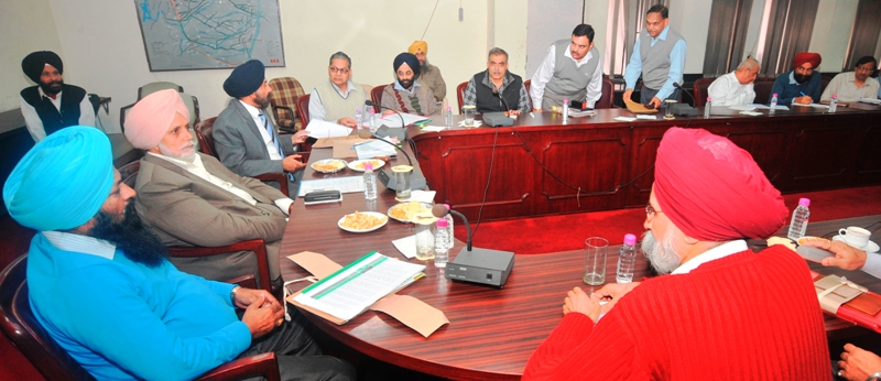 Mr. Janmeja Singh Sekhon, Irrigation Minister, Punjab is presiding over a high level review meeting of Irrigation Department on 21-11-2012 at Chandigarh. Mr. Sohan Singh Thandal, Chief Parliamentary Secretary and Mr. K.B.S Sidhu, Principal Secretary also seen in the picture.