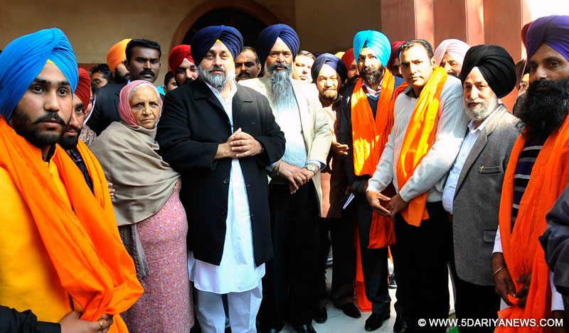 President Shiromani Akali Dal and Deputy Chief Minister Punjab Sukhbir Singh Badal welcoming  Santosh Bhandari and his supporters in the party folds.