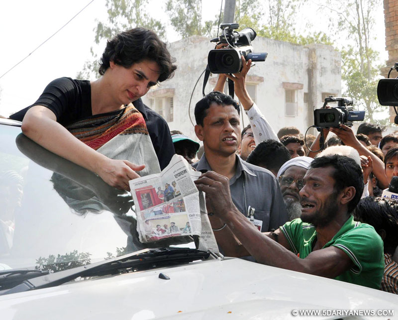 Priyanka Gandhi during an election campaign for her mother and Congress chief Sonia Gandhi in Rae Bareli on April 22, 2014.
