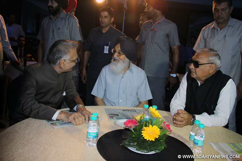 The Punjab Governor and Administrator, UT, Chandigarh, Shivraj V. Patil , Punjab Chief Minister, Parkash Singh Badal and Haryana Chief Ministger,   Bhupinder Singh Hooda in a function organised by Hindustan Times at Chandigarh on 15.05.2014.
