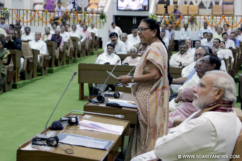 BJP leader Anandiben Patel who is set to take over as the next Gujarat chief minister addresses in Gujarat Legislative Assembly in Gandhinagar on May 21,   2014.