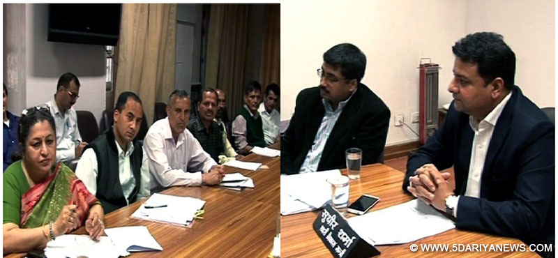 Sudhir Sharma, Urban Development Minister presiding over a meeting of Urban Development department at Shimla today