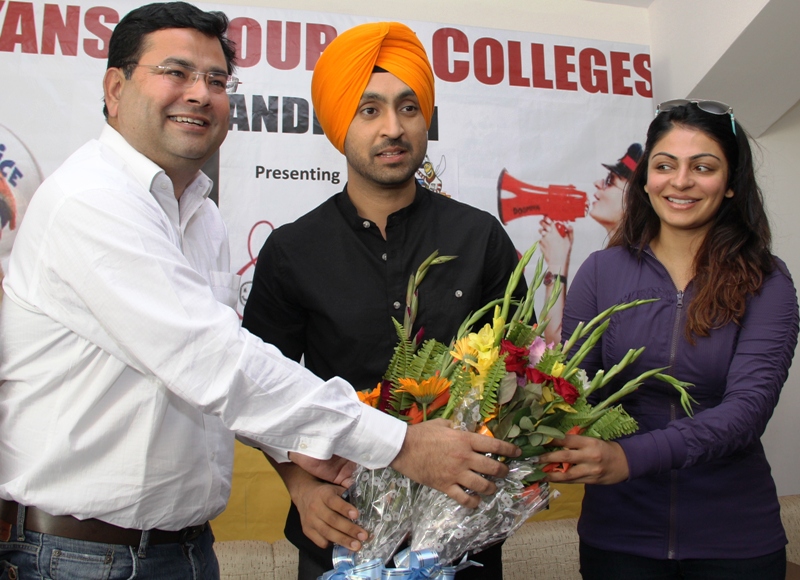 Diljit Dosanjh and Neeru Bajwa attends the Aryans event in Bathinda