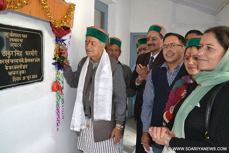 Forest Minster  Thakur  Singh Bharmouri  inaugurating  veterinary  Dispensary at Takvas in Pangi subdivision of Chamba District today.