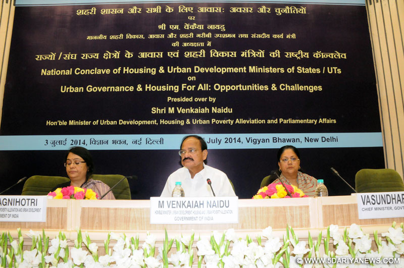 M. Venkaiah Naidu at the Conclave of Ministers of Urban Development & Housing of Central and State/UT governments, in New Delhi on July 3, 2014. (