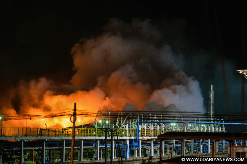 Photo taken on Aug. 1, 2014 shows the site of the chemical plant explosion in Yanjin Shihua Co., Ltd. in Luoxi Township of Xinbei District in Changzhou, east China