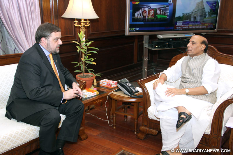 Gustavo Aristegui calling on the Union Home Minister, Rajnath Singh, in New Delhi on September 04, 2014