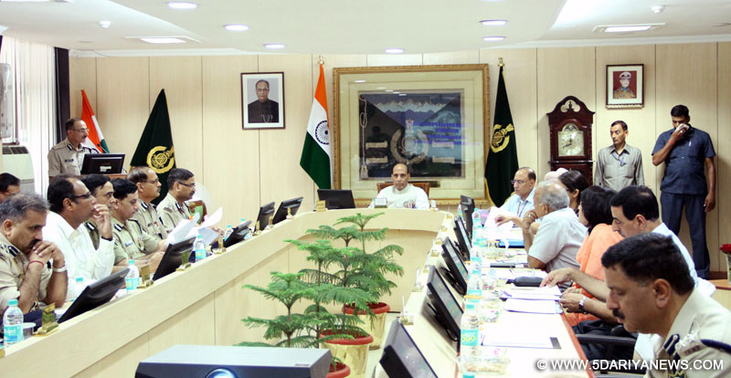 Rajnath Singh at a meeting, at the Indo-Tibetan Border Police (ITBP) HQs, in New Delhi on September 08, 2014
