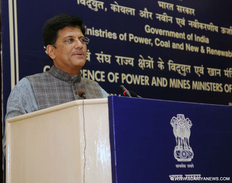 Piyush Goyal addressing the Conference of Power Ministers of States/UTs, in New Delhi on September 09, 2014.