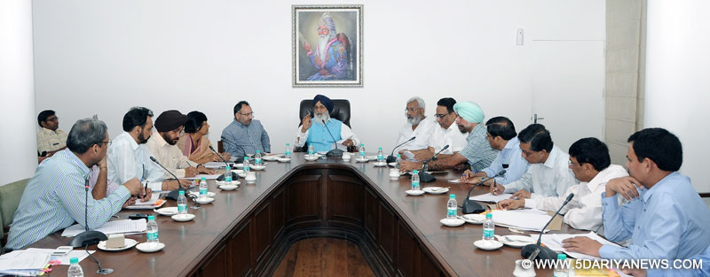 Punjab Chief Minister Parkash Singh Badal presiding over a meeting of the 