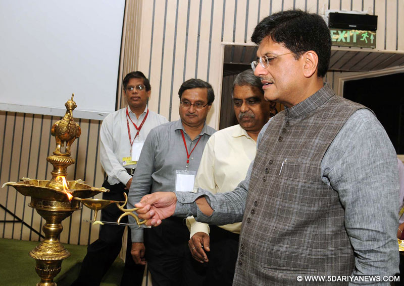 Piyush Goyal lighting the lamp to inaugurate the Conference of Power Ministers of States/UTs, in New Delhi on September 09, 2014. 